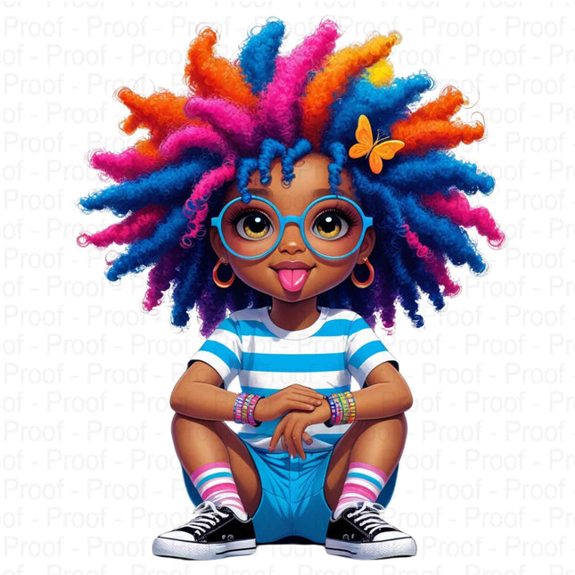 Vibrant Curly-Haired Girl PNG Bundle of 5 Digital File Style Junction – Custom Digital Designs & Apparel