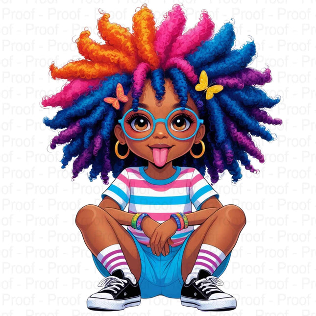 Vibrant Curly-Haired Girl PNG Bundle of 5 Digital File Style Junction – Custom Digital Designs & Apparel