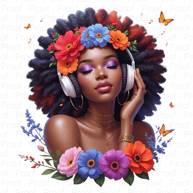Afro Girl Floral Crown PNG Bundle of 4 | Black Woman Digital Art Digital File Style Junction – Custom Digital Designs & Apparel