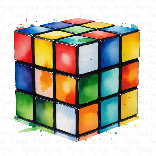Watercolor Rubiks Cube PNG Bundle of 4 Vibrant Hand-Puzzle Digital File Style Junction – Custom Digital Designs & Apparel