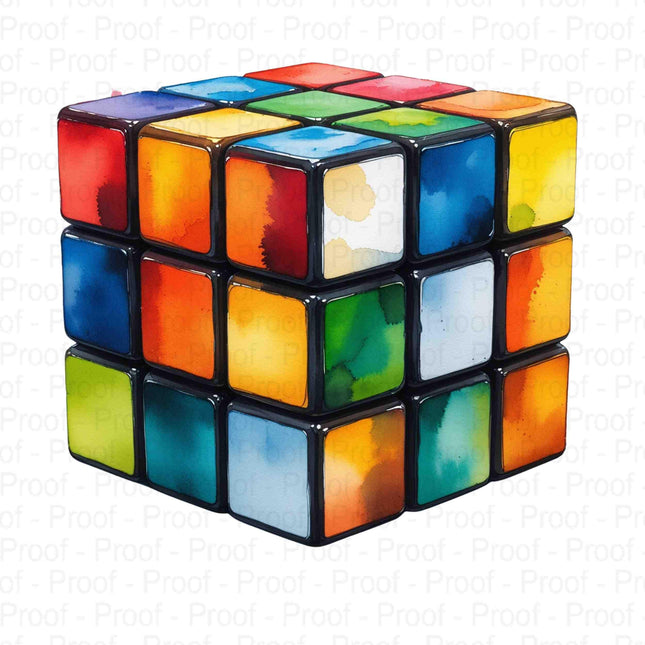 Watercolor Rubiks Cube PNG Bundle of 4 Vibrant Hand-Puzzle Digital File Style Junction – Custom Digital Designs & Apparel