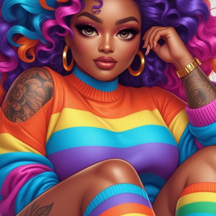 Rainbow Afro Black Girl Wall Art | Vibrant Digital Portrait | 3 High-Res JPGs | Curly Hair Fashion | Pride Decor | Bold Printable Download Etsy