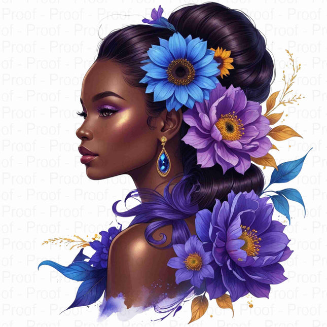 Elegant Afrocentric Floral Woman PNG Bundle of 4 Digital File Style Junction – Custom Digital Designs & Apparel