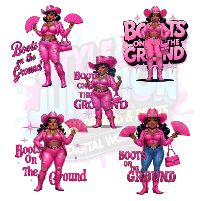 Curvy Cowgirl Pink Glam Digital PNG Set of 5 Digital File Style Junction – Custom Digital Designs & Apparel