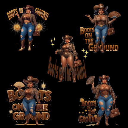 Curvy Cowgirl PNG Bundle – Glam Western “Boots on the Ground” Art Digital File Style-Junction Custom Designs & Prints