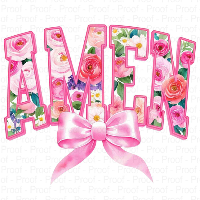 Floral "AMEN" Varsity Lettering with Pink Bow Bundle of 5 Digital File Style Junction – Custom Digital Designs & Apparel