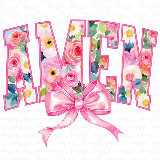 Floral "AMEN" Varsity Lettering with Pink Bow Bundle of 5 Digital File Style Junction – Custom Digital Designs & Apparel