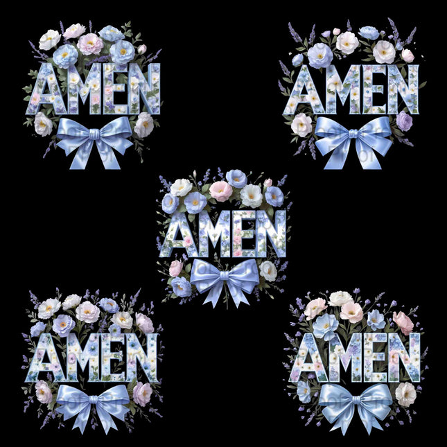 Floral AMEN Digital PNG Bundle of 5 Light Blue Faith-Inspired Designs Digital File Style Junction – Custom Digital Designs & Apparel