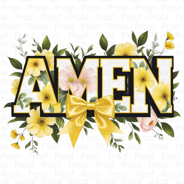 Bold Floral AMEN PNG Bundle of 5 Yellow Varsity Block Letter Faith Designs Digital File Style Junction – Custom Digital Designs & Apparel