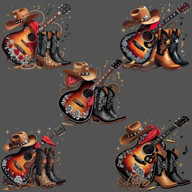 Western Cowgirl Guitar PNG Bundle of 5 High-Res Clipart Files Digital File Style Junction – Custom Digital Designs & Apparel