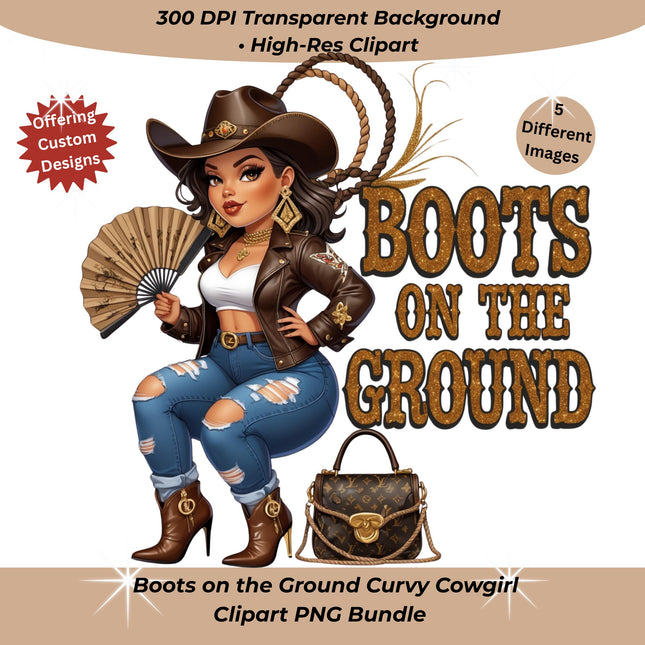 Boots on the Ground Curvy Cowgirl Clipart PNG Bundle of 5 Digital File Style Junction – Custom Digital Designs & Apparel
