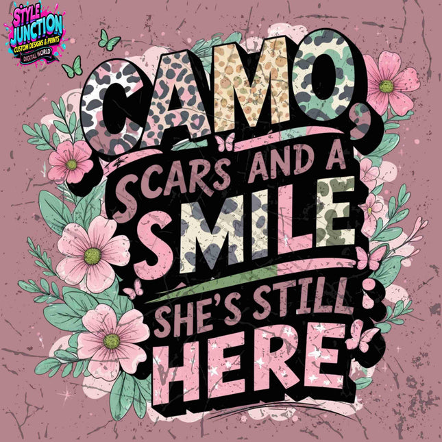 Camo Scars and a Smile PNG | Pastel Animal Print Floral Design Digital File Style Junction – Custom Digital Designs & Apparel