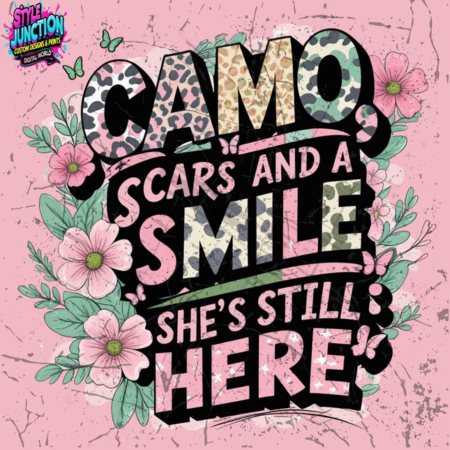 Camo Scars and a Smile PNG | Pastel Animal Print Floral Design Digital File Style Junction – Custom Digital Designs & Apparel