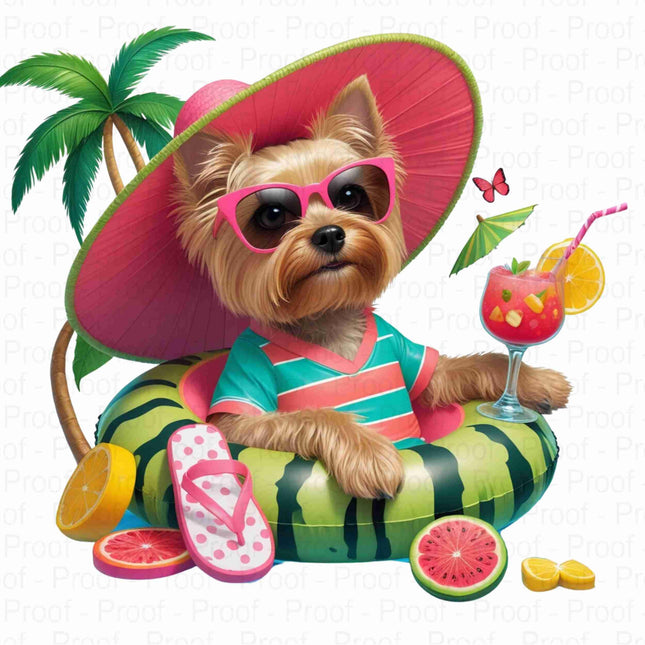 Adorable Summer Yorkie in Watermelon Float Transparent PNG Bundle of 5 Digital File Style Junction – Custom Digital Designs & Apparel