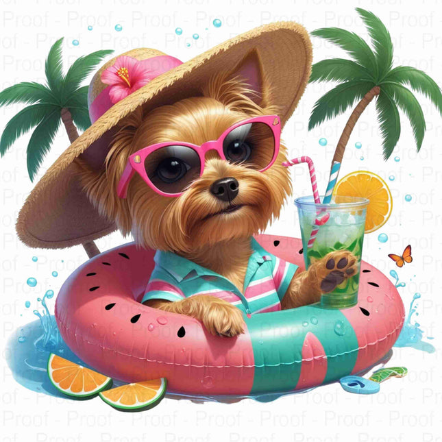 Adorable Summer Yorkie in Watermelon Float Transparent PNG Bundle of 5 Digital File Style Junction – Custom Digital Designs & Apparel