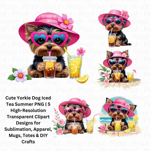 Yorkie Summer Iced Tea PNG Bundle of 5 Digital File Style Junction – Custom Digital Designs & Apparel