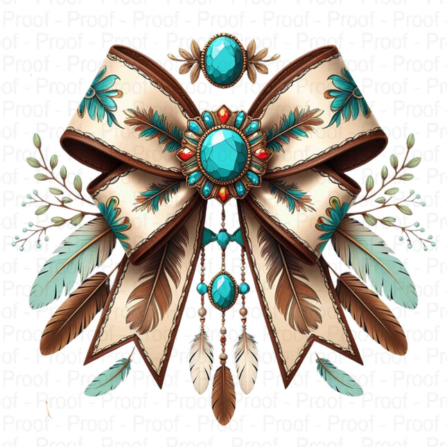 Western Cowgirl Bow Clipart PNG Bundle 4 High-Resolution Turquoise Feather Digital File Style Junction – Custom Digital Designs & Apparel