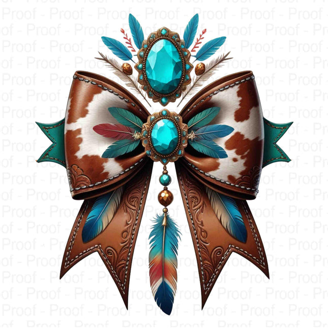 Western Cowgirl Bow Clipart PNG Bundle 4 High-Resolution Turquoise Feather Digital File Style Junction – Custom Digital Designs & Apparel