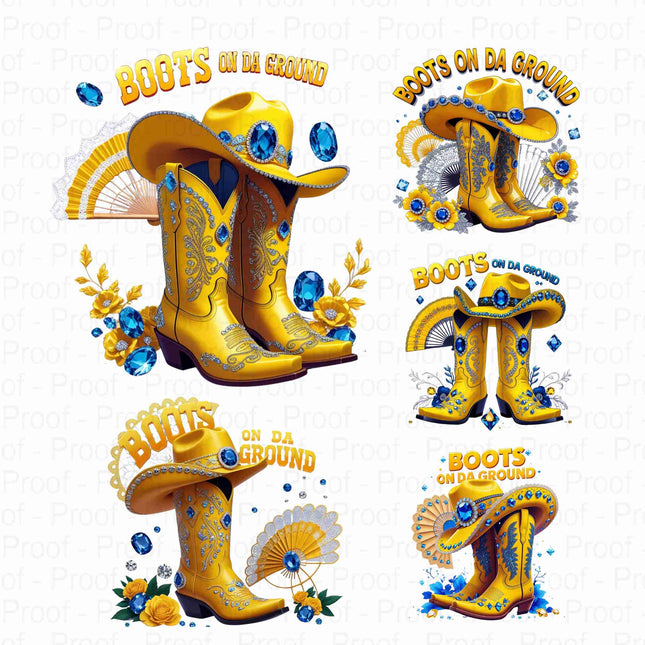 Yellow Cowgirl Boots Hat Fan Floral "Boots On Da Ground" PNG Bundle of 5 Digital File Style Junction – Custom Digital Designs & Apparel