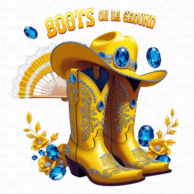Yellow Cowgirl Boots Hat Fan Floral "Boots On Da Ground" PNG Bundle of 5 Digital File Style Junction – Custom Digital Designs & Apparel