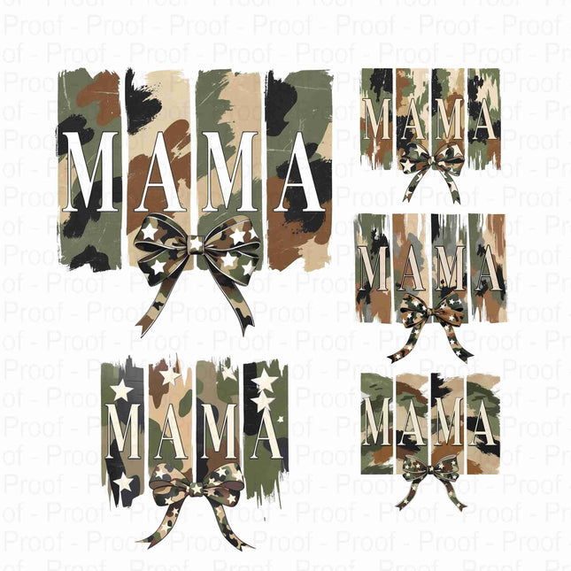 Camo MAMA PNG Sublimation Bundle of 5 with Military Print Bow Digital File Etsy