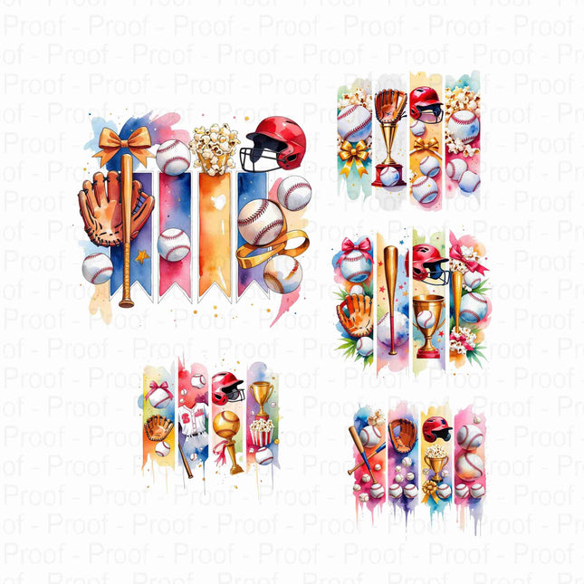 Baseball Sports Clipart Bundle of 5 Unique High-Res PNG Files Digital File Style Junction – Custom Digital Designs & Apparel