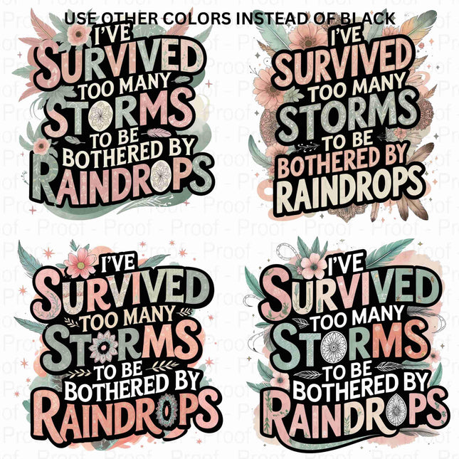 Boho Chic Floral PNG Bundle | I've Survived Too Many Storms Digital File Etsy