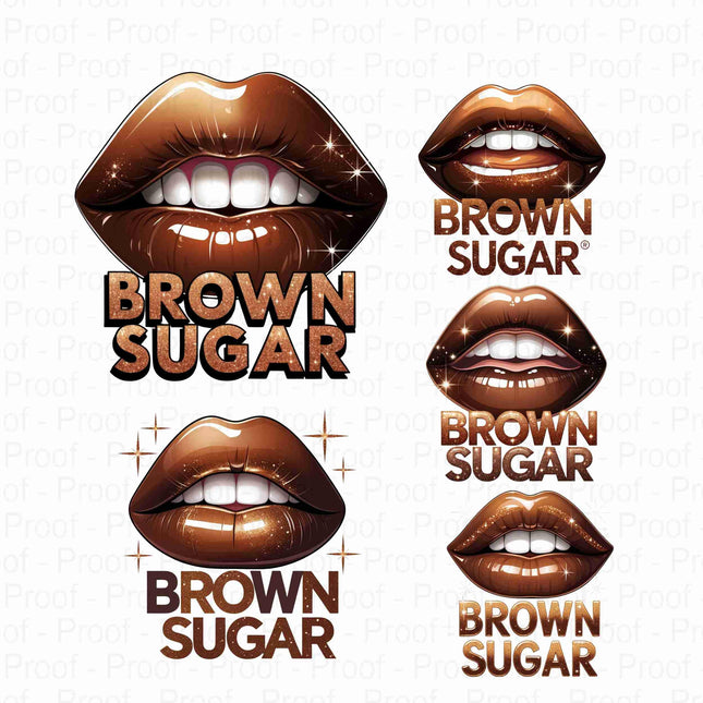 Brown Sugar Lips Digital PNG Bundle of 5 High-Res Glitter Lip Art Digital File Style Junction – Custom Digital Designs & Apparel