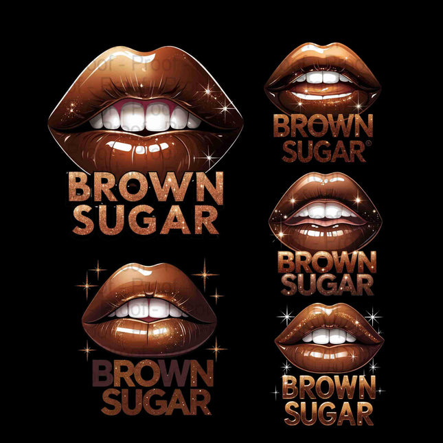 Brown Sugar Lips Digital PNG Bundle of 5 High-Res Glitter Lip Art Digital File Style Junction – Custom Digital Designs & Apparel