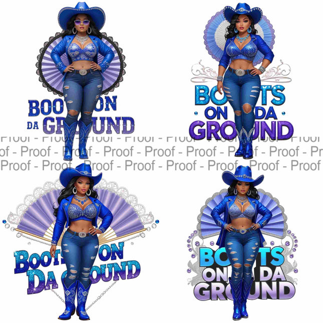 Boots on Da Ground Royal Blue Queens Cowgirl PNG Bundle of 4 Digital File Style Junction – Custom Digital Designs & Apparel