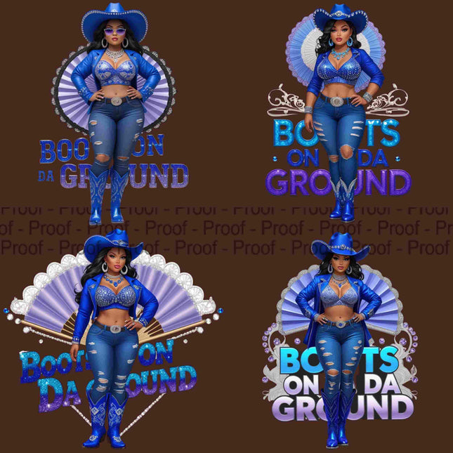 Boots on Da Ground Royal Blue Queens Cowgirl PNG Bundle of 4 Digital File Style Junction – Custom Digital Designs & Apparel