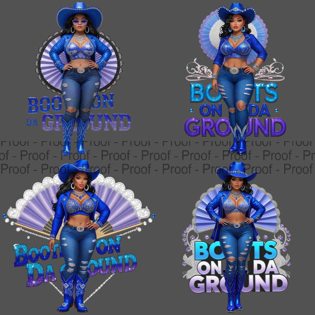 Boots on Da Ground Royal Blue Queens Cowgirl PNG Bundle of 4 Digital File Style Junction – Custom Digital Designs & Apparel