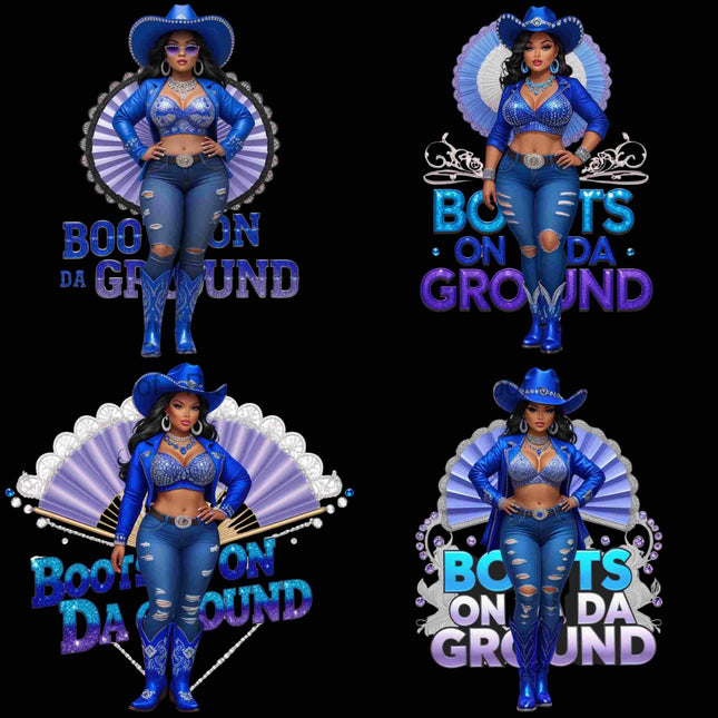 Boots on Da Ground Royal Blue Queens Cowgirl PNG Bundle of 4 Digital File Style Junction – Custom Digital Designs & Apparel