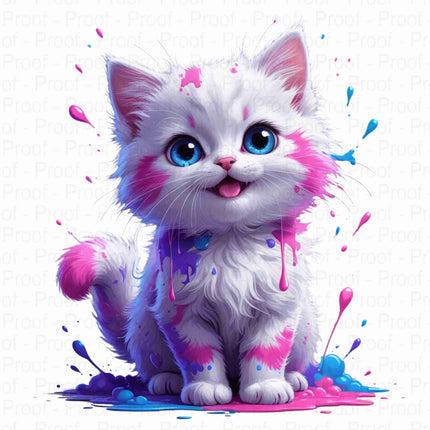 Adorable Paint Splatter Kitten PNG Bundle of 5 Unique Clipart Files Digital File Style Junction – Custom Digital Designs & Apparel
