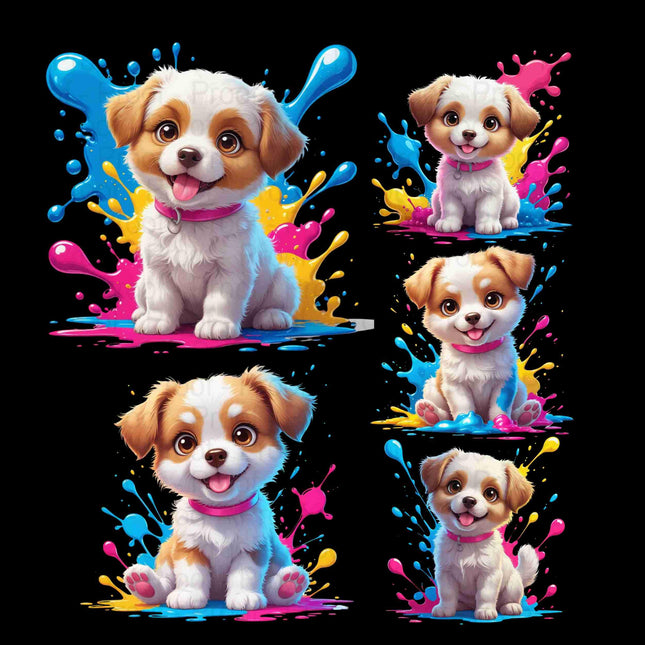 Cute Color Splash Puppy Clipart PNG Bundle of 5 Digital File Style Junction – Custom Digital Designs & Apparel