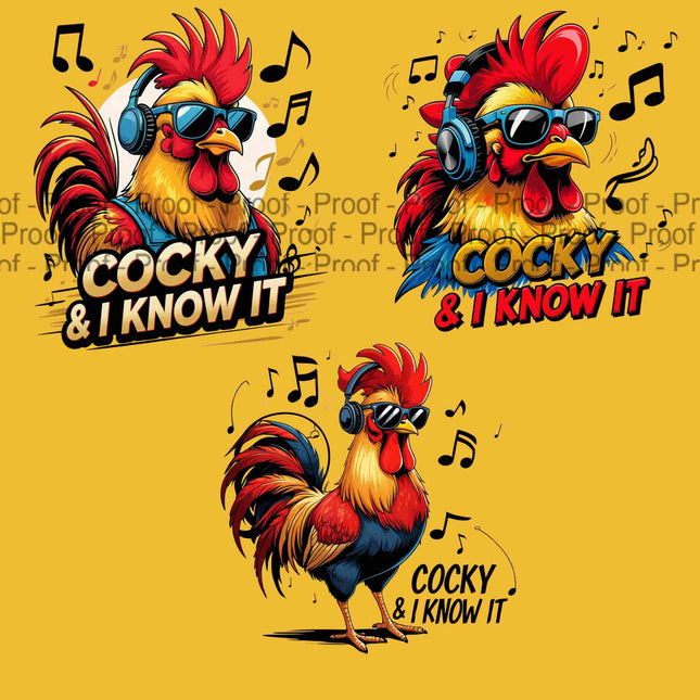 Cocky & I Know It PNG Bundle of 3 Bold Rooster Music Clipart Files Digital File Style Junction – Custom Digital Designs & Apparel