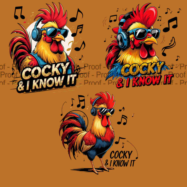 Cocky & I Know It PNG Bundle of 3 Bold Rooster Music Clipart Files Digital File Style Junction – Custom Digital Designs & Apparel