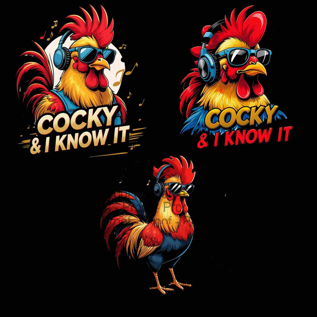 Cocky & I Know It PNG Bundle of 3 Bold Rooster Music Clipart Files Digital File Style Junction – Custom Digital Designs & Apparel