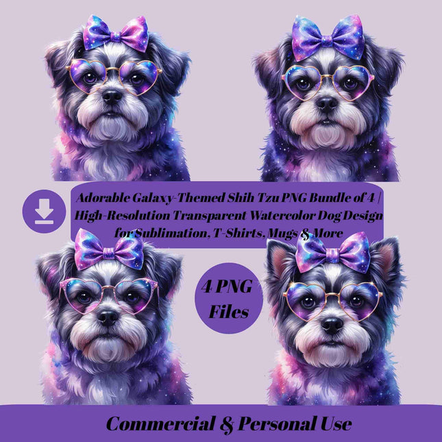 Adorable Galaxy-Themed Shih Tzu PNG Bundle of 4 Digital File Style Junction – Custom Digital Designs & Apparel