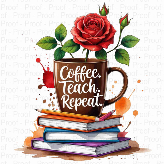 Coffee Teach Repeat Floral Teacher PNG Clipart Bundle of 5 Digital File Style Junction – Custom Digital Designs & Apparel
