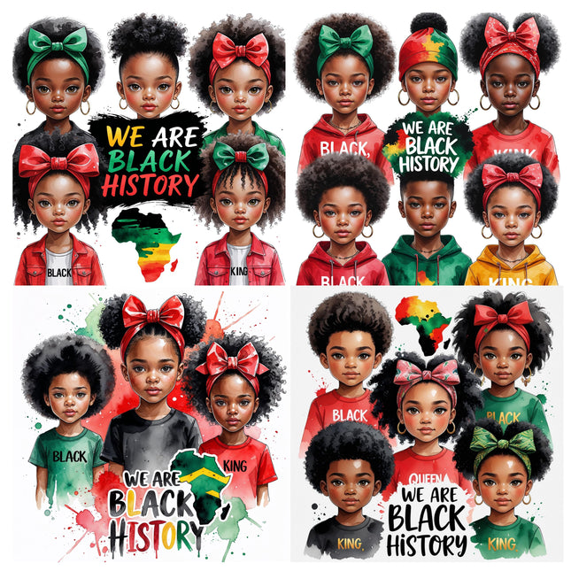 21 PNG Bundle | We Are Black History Afro Kids Clipart Digital File Style Junction – Custom Digital Designs & Apparel