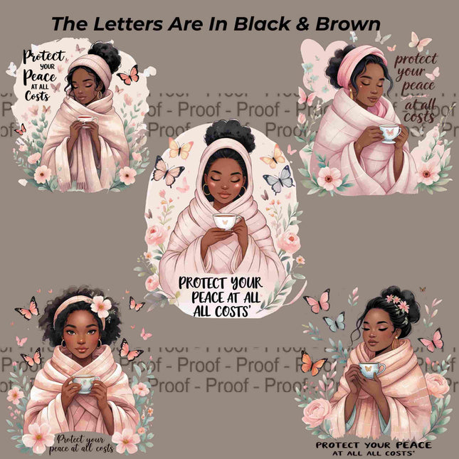 Protect Your Peace at All Costs PNG Bundle of 5 Afro Women Digital File Style Junction – Custom Digital Designs & Apparel