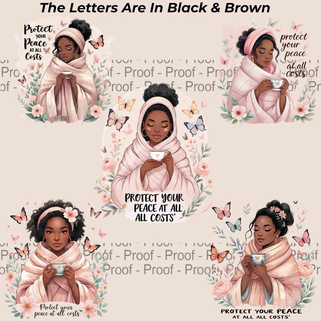 Protect Your Peace at All Costs PNG Bundle of 5 Afro Women Digital File Style Junction – Custom Digital Designs & Apparel