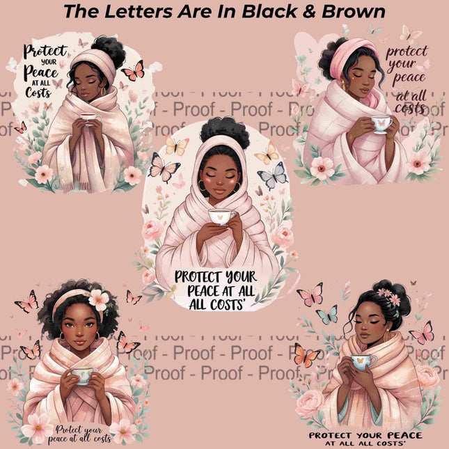 Protect Your Peace at All Costs PNG Bundle of 5 Afro Women Digital File Style Junction – Custom Digital Designs & Apparel