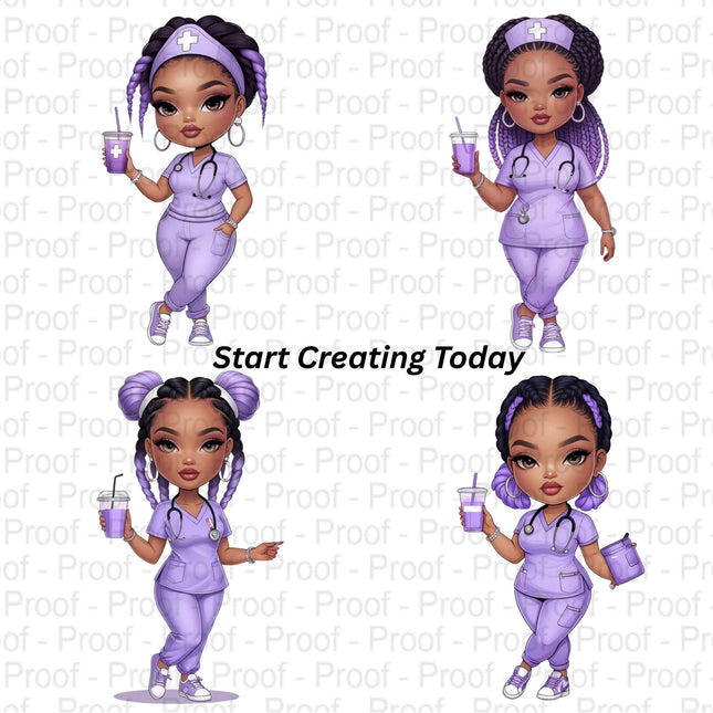Lavender & Rose Nurse PNG Bundle of 8 Black Nurse Clipart Designs Digital File Style Junction – Custom Digital Designs & Apparel