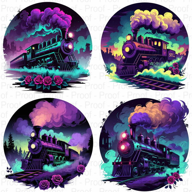Gothic Night Steam Soul Train Clipart PNG Bundle of 4 Digital File Style Junction – Custom Digital Designs & Apparel