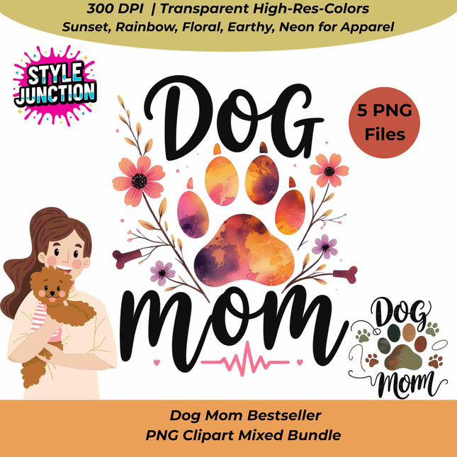Dog Mom Bestseller PNG Mixed Bundle for Sublimation of 5 Digital File Style Junction – Custom Digital Designs & Apparel