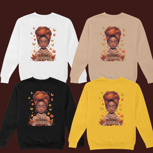 Autumn Afro Woman PNG Bundle of 5 “Stronger Through Every Season" Digital File Style Junction – Custom Digital Designs & Apparel