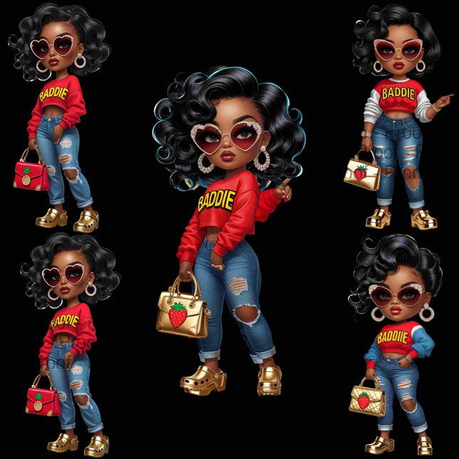 Baddie Girl Clipart Bundle of 4 High-Res 300 DPI Transparent PNGs Digital File Style Junction – Custom Digital Designs & Apparel