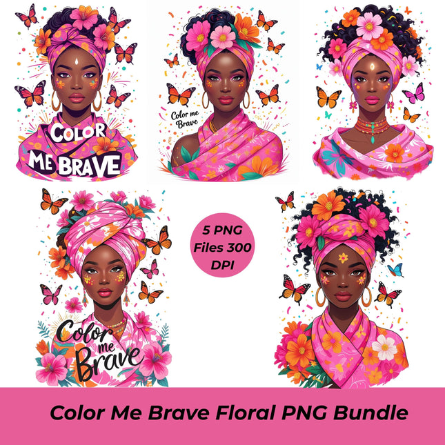 Color Me Brave Floral PNG Bundle of 5 High-Res Transparent Files Digital File Style Junction – Custom Digital Designs & Apparel